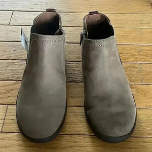 Women's Ankle Booties Taupe Leather Side Zip Casual Size 6.5